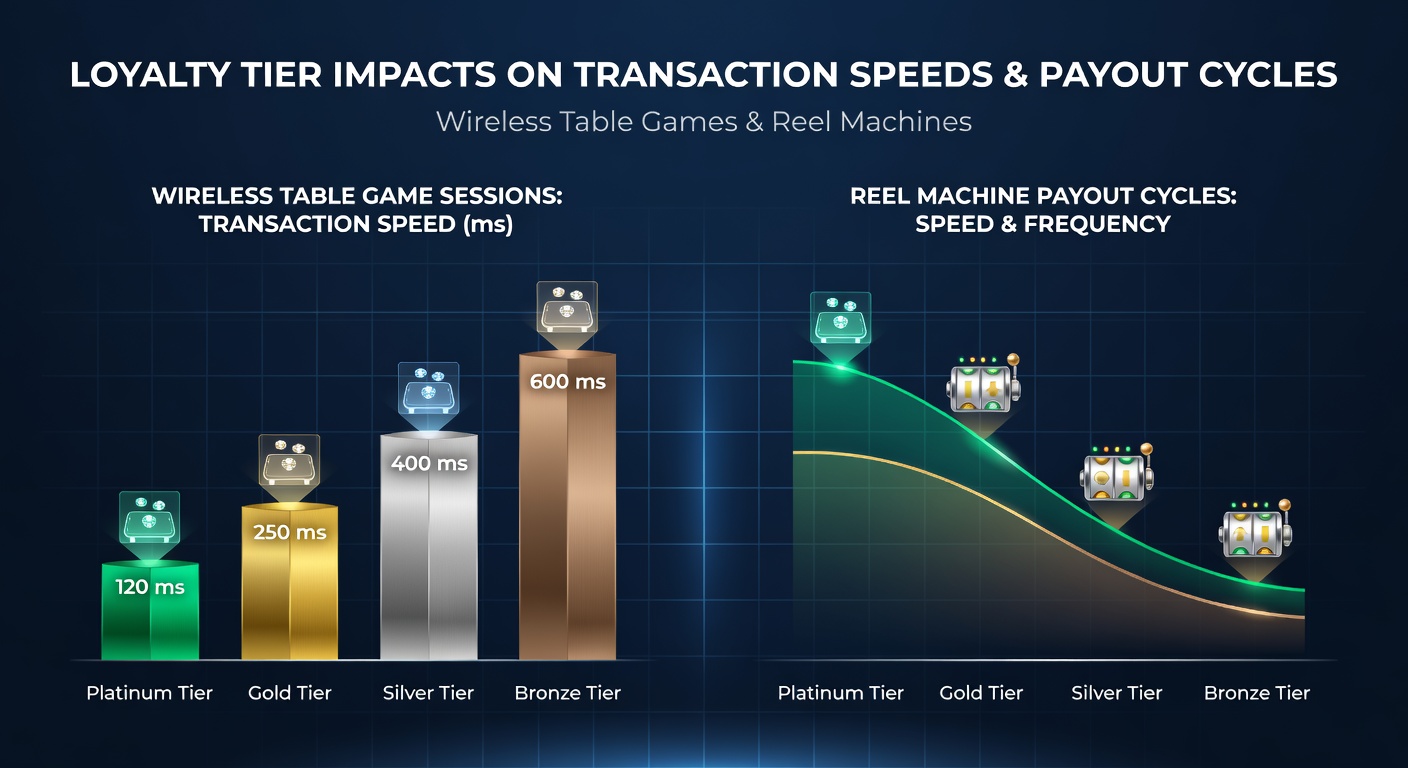 Diagramm zur Analyse von Treuestufen und Transaktionsgeschwindigkeiten in Online-Casinos mit Fokus auf Tischspiele und Slots
